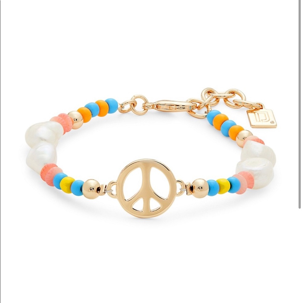 DANNIJO Garcia Peace Goldplated Pearl Beaded Bracelet NWT - Picture 2 of 12